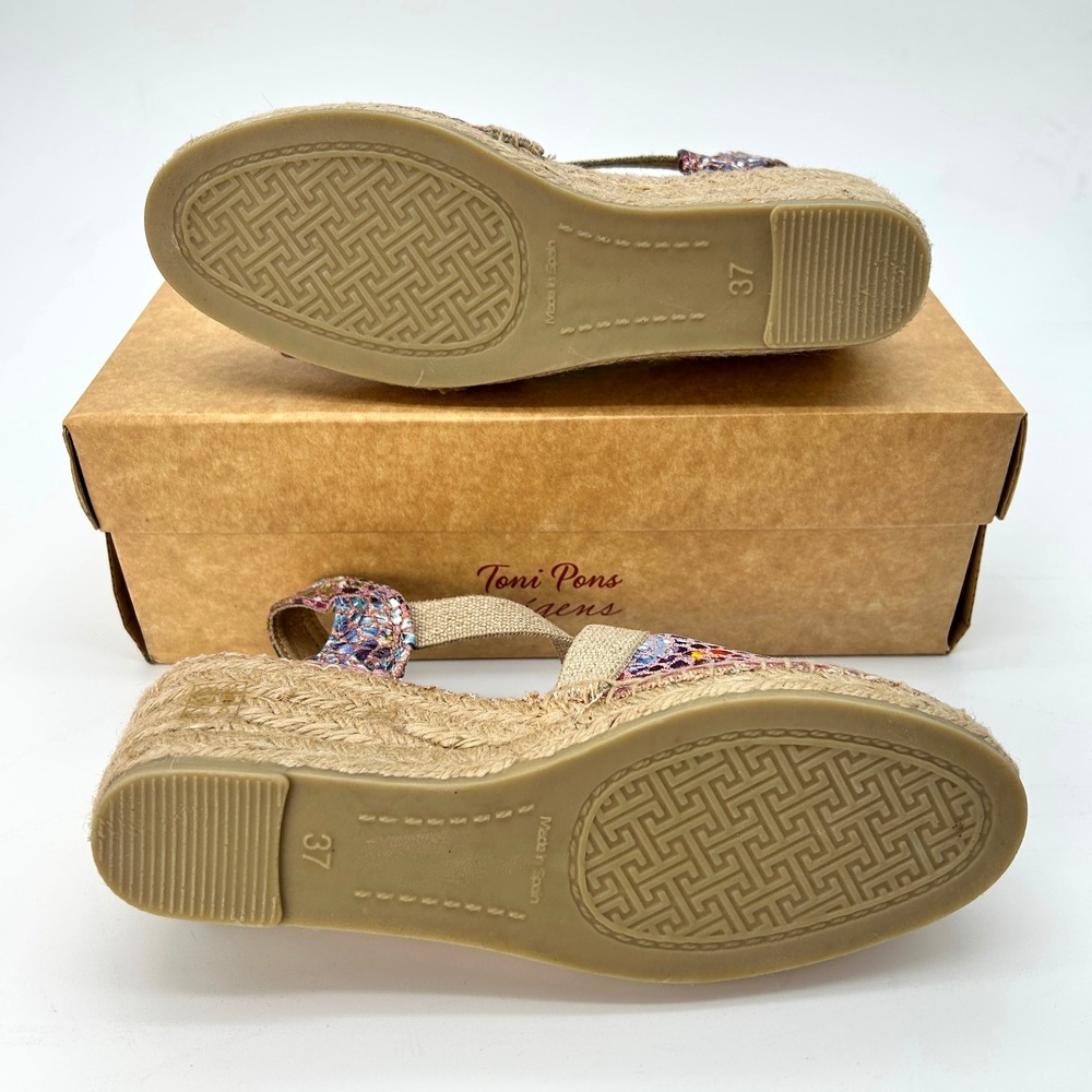 Wedge Espadrille Sandals Toni Pons Telva Womens Sz 6.5 Colorful Floral Print NEW - Picture 5 of 7